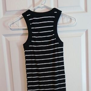 Striped Black and White Sleeveless Mini Dress